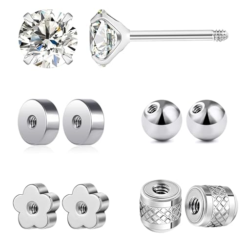 KASFREE Ersatz-Ohrring-Verschlüsse aus Edelstahl, flache Ohrring-Verschlüsse für Ohrstecker (Silber/1,0 mm) von KASFREE