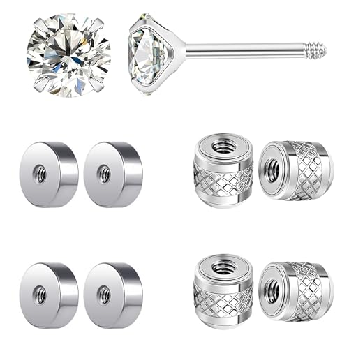 KASFREE Ersatz-Ohrring-Verschlüsse aus Edelstahl, flache Ohrring-Verschlüsse für Ohrstecker (Silber/1,2 mm) von KASFREE