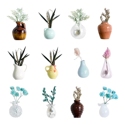 KASNLSAC Locker Vase Magnet Mini Keramik Kühlschrank 3D Dekorative Kühlschrank Dekor für Home Office Küche winzige Glasblume Magnetisch Zufälliger Stil von KASNLSAC