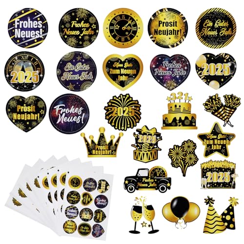 KASURE 96 Aufkleber Silvester 2025 24 Musterdesigns Silvester Sticker Frohes Neues Jahr Etiketten Stickers Geeignet Happy New Year 2025 Für Umschläge Geschenke Verpackung Silvester Deko 2025 KASURE 96 Aufkleber Silvester 2025 24 Musterdesigns Silvester Sticker Frohes Neues Jahr Etiketten Stickers Geeignet Happy New Year 2025 Für Umschläge Geschenke Verpackung Silvester Deko 2025 von KASURE