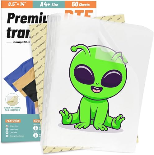 KASYU DTF-Transferfolienpapier, 50 Blatt, 21,6 x 35,6 cm, für Epson Tintenstrahldrucker, Direktdruck auf allen Farbstoffen, T-Shirts, Textilien, DTF-Transferpapier für alle Sublimations- und KASYU DTF-Transferfolienpapier, 50 Blatt, 21,6 x 35,6 cm, für Epson Tintenstrahldrucker, Direktdruck auf allen Farbstoffen, T-Shirts, Textilien, DTF-Transferpapier für alle Sublimations- und von KASYU