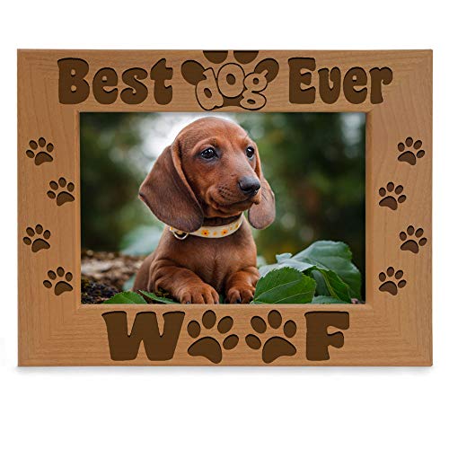 KATE POSH - Best Dog Ever Holz-Bilderrahmen mit Hundepfoten und Knochen, 12,7 x 17,8 cm, horizontal. von KATE POSH