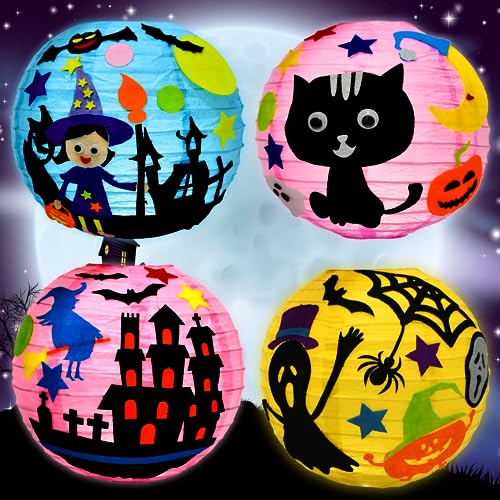 4 Stück Halloween Papierlaternen, Halloween Laterne Papier, DIY Papierlaterne, Papierlaterne mit Stab, Faltbare Papierlaternen für Halloween/Outdoor/Sankt Martin Party/Partydekorationen 4 Stück Halloween Papierlaternen, Halloween Laterne Papier, DIY Papierlaterne, Papierlaterne mit Stab, Faltbare Papierlaternen für Halloween/Outdoor/Sankt Martin Party/Partydekorationen von KATELUO