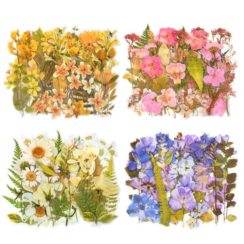 Blume Aufkleber Abziehbilder, 160pcs Aufkleber Blumen Sticker, Blumenaufkleber, Transparente Pflanze Aufkleber, Scrapbooking Blume Aufkleber, Vintage Bunte Blumenaufkleber, Blumen Sticker von KATELUO