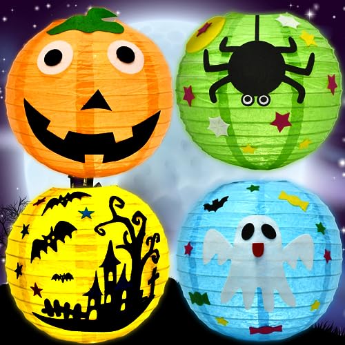4 Stück Halloween Papierlaternen, Halloween Laterne Papier, DIY Papierlaterne, Papierlaterne mit Stab, Faltbare Papierlaternen für Halloween/Outdoor/Sankt Martin Party/Partydekorationen 4 Stück Halloween Papierlaternen, Halloween Laterne Papier, DIY Papierlaterne, Papierlaterne mit Stab, Faltbare Papierlaternen für Halloween/Outdoor/Sankt Martin Party/Partydekorationen von KATELUO