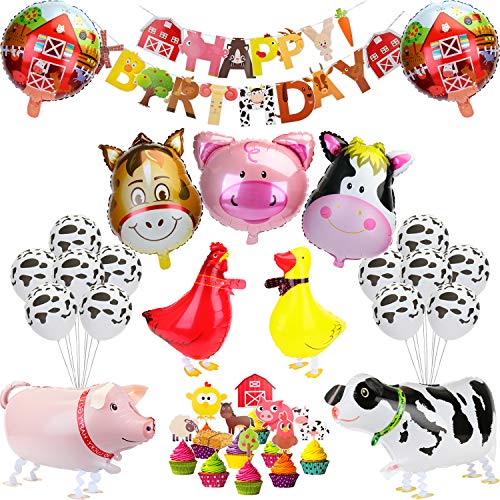 KATELUO Bauernhof Geburtstag Deko, Geburtstagsdeko Jungen, Kindergeburtstag Party Deko Set, Happy Birthday Banner, Geburtstag Girlande Ballon, Tierfolienballon für Kinder Kindergarten KATELUO Bauernhof Geburtstag Deko, Geburtstagsdeko Jungen, Kindergeburtstag Party Deko Set, Happy Birthday Banner, Geburtstag Girlande Ballon, Tierfolienballon für Kinder Kindergarten von KATELUO