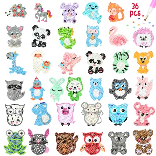 KATELUO Diamond Painting Sticker für Kinder,DIY Tiermalerei Tiere Diamant Aufkleber Kit,Diamant Painting Aufkleber Tiere,Aufkleber Diamond Painting Kinder,Geeignet für Jungen und Mädchen von KATELUO