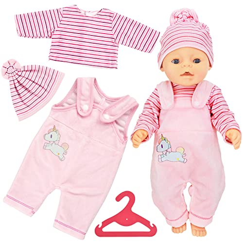 KATELUO Kleidung Outfits für Baby Puppen, Puppenkleidung, New Born Baby Puppen, Puppenzubehör mit Hut Langarm Hose, für Babypuppen 35-43 cm, Geschenke für Mädchen Jungen von KATELUO