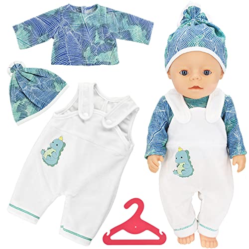 KATELUO Kleidung Outfits für Baby Puppen, Puppenkleidung, New Born Baby Puppen, Puppenzubehör mit Hut Langarm Hose, für Babypuppen 35-43 cm, Geschenke für Mädchen Jungen von KATELUO