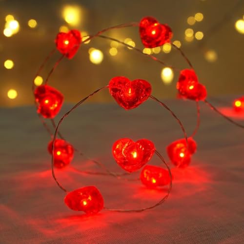 LED Herzförmige Lichterkette, 3 Meter LED Lichterkette Herzen Rot mit 30 Rote Herzen Glühbirnen, Lichterkette Rot Valentinstag Deko für Valentinstag Jahrestag Hochzeit Romantische Nacht Dekoration (B) LED Herzförmige Lichterkette, 3 Meter LED Lichterkette Herzen Rot mit 30 Rote Herzen Glühbirnen, Lichterkette Rot Valentinstag Deko für Valentinstag Jahrestag Hochzeit Romantische Nacht Dekoration (B) von KATELUO