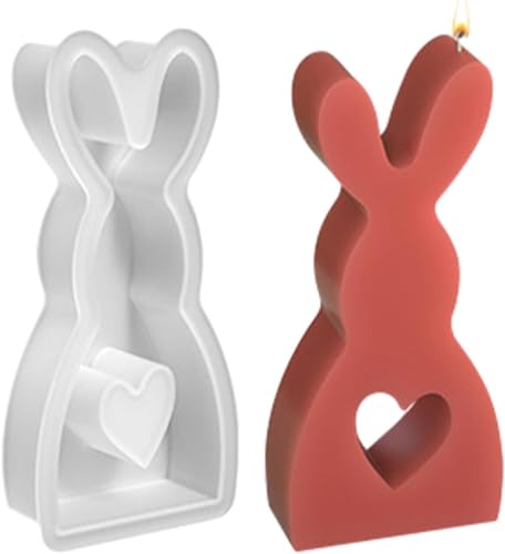 Ostern Kaninchen Silikonformen Gießformen,3D Gießformen Silikon Hase,Hasenform für Ostern,Hasen Silikonform gießform Ostern,für Gips, Sojawachs Kerzen, Handwerk（groß） von KATELUO