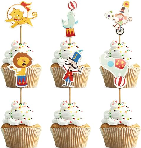 Pappbecher Cupcake Toppers, 24 STÜCKE Zirkus Cupcake Topper, Zirkus Cake Topper, Zirkus Kuchen Topper, Cake Topper Zirkus,für Kinder Baby Party Geburtstag Party Kuchen Dekoration von KATELUO