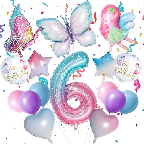 Schmetterling Ballon, 16pcs Schmetterling Deko Geburtstag 6, Geburtstag Deko 6 Jahre Mädchen, Mit Kleinen Strohhalmen und Kleinen Bändern,Geeignet für den Geburtstag Eines 6-Jährigen Mädchens Schmetterling Ballon, 16pcs Schmetterling Deko Geburtstag 6, Geburtstag Deko 6 Jahre Mädchen, Mit Kleinen Strohhalmen und Kleinen Bändern,Geeignet für den Geburtstag Eines 6-Jährigen Mädchens von KATELUO