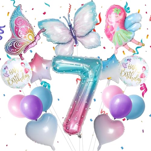 Schmetterling Ballon, 16pcs Schmetterling Deko Geburtstag 7, Geburtstag Deko 7 Jahre Mädchen, Mit Kleinen Strohhalmen und Kleinen Bändern,Geeignet für den Geburtstag Eines 7-Jährigen Mädchens Schmetterling Ballon, 16pcs Schmetterling Deko Geburtstag 7, Geburtstag Deko 7 Jahre Mädchen, Mit Kleinen Strohhalmen und Kleinen Bändern,Geeignet für den Geburtstag Eines 7-Jährigen Mädchens von KATELUO