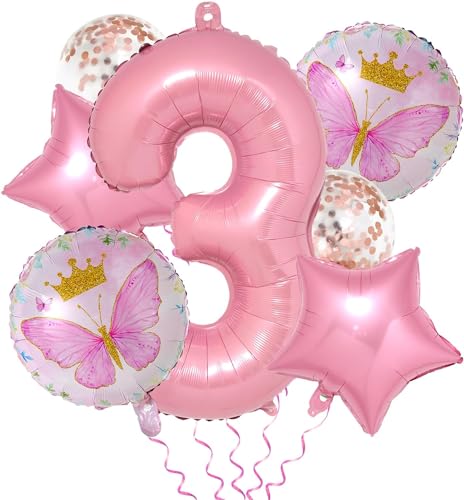 Schmetterlinge Deko Geburtstag Mädchen 3, 3 Jahre Schmetterling Geburtstag Deko, Schmetterling Folienballon 3 Jahre, Schmetterling Ballon 3, Schmetterling Themen Party, Schmetterlingsballon von KATELUO