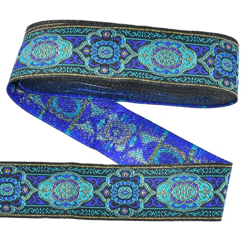 Besticktes Jacquardband, 1.3 Zoll 7m Vintage Jacquard Band, Vintage Jacquardband, Ethno Jacquardband, Emobridered Woven Ribbon, für DIY Kleidung Zubehör Verschönerung Ramadan Dekoration von KATELUO