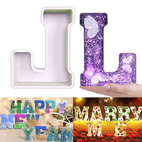 Harzform, großer Buchstabe L, 3D-Silikonformen für Epoxidharzguss, Alphabet-Formen De Silicona Para Resina für Kunst, Seife, Tonhandwerk, Heim-Party-Dekorationen, Kerzenwachs, DIY-Kuchenbonbons Harzform, großer Buchstabe L, 3D-Silikonformen für Epoxidharzguss, Alphabet-Formen De Silicona Para Resina für Kunst, Seife, Tonhandwerk, Heim-Party-Dekorationen, Kerzenwachs, DIY-Kuchenbonbons von KATIBOLY