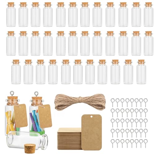 10ml Reagenzglas mit Korken Glas: 35 Stück Mini Glasflaschen mit Korken + Metallschraubhaken + Pappkärtchen + Etikett + 10m Hanfseil, Mini Glasfläschchen Set für Hochzeit Party Zubehör Dekorationen 10ml Reagenzglas mit Korken Glas: 35 Stück Mini Glasflaschen mit Korken + Metallschraubhaken + Pappkärtchen + Etikett + 10m Hanfseil, Mini Glasfläschchen Set für Hochzeit Party Zubehör Dekorationen von KATIMI