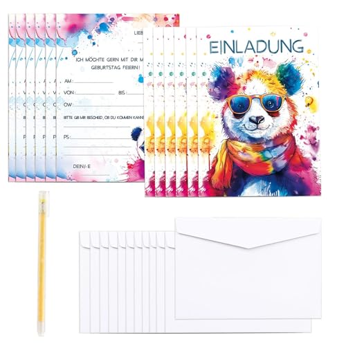KATIMI 12 × Panda Einladungskarten Kindergeburtstag Junge Mädchen mit Umschlag Glitzerstift, Kindergeburtstag Einladungskarten Geburtstag, Tier Partyeinladungen Geburtstagseinladungen Jungen KATIMI 12 × Panda Einladungskarten Kindergeburtstag Junge Mädchen mit Umschlag Glitzerstift, Kindergeburtstag Einladungskarten Geburtstag, Tier Partyeinladungen Geburtstagseinladungen Jungen von KATIMI