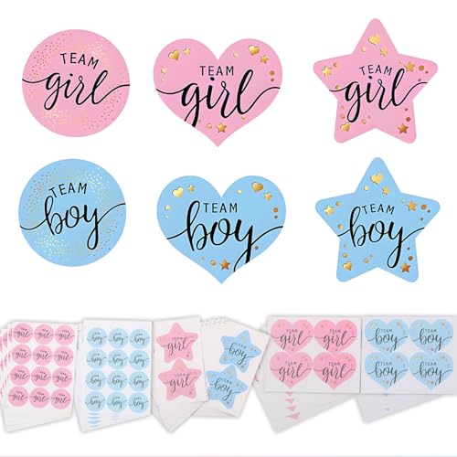 KATIMI 200 Stück Gender Reveal Sticker, Geschlecht Offenbaren Aufkleber für Baby Party Dekoration, Team Boy und Team Girl Label, Blau und Rosa Geschlecht Aufkleber für Gender Reveal Party Deko KATIMI 200 Stück Gender Reveal Sticker, Geschlecht Offenbaren Aufkleber für Baby Party Dekoration, Team Boy und Team Girl Label, Blau und Rosa Geschlecht Aufkleber für Gender Reveal Party Deko von KATIMI