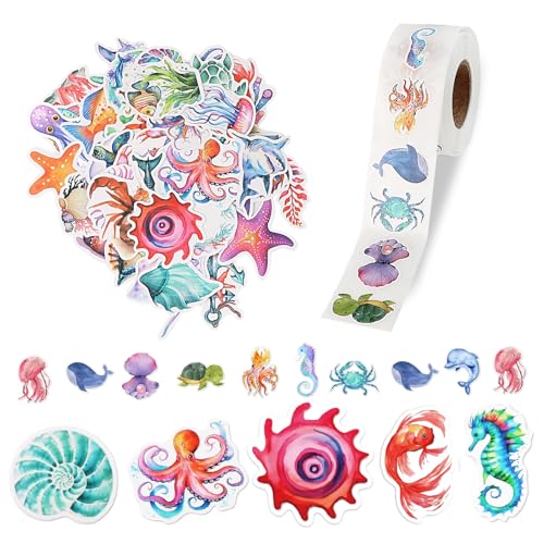 KATIMI 550 Stück Aufkleber Meerestiere Sticker Set, Selbstklebend Ozean Fisch Aufkleber, Wasserfest Unterwasser Meerestier Aufkleber für Auto Laptop Motorrad Skateboard Fahrrad KATIMI 550 Stück Aufkleber Meerestiere Sticker Set, Selbstklebend Ozean Fisch Aufkleber, Wasserfest Unterwasser Meerestier Aufkleber für Auto Laptop Motorrad Skateboard Fahrrad von KATIMI