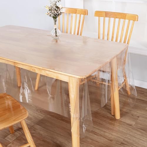 KATIMI Tischdecke Transparent, PVC Tischfolie Transparent, Wasserdicht Abwaschbar Durchsichtige Tischdecke, Fettdicht Transparente Tischdecke, für Zuhause Küche Outdoor Schutz Desktops (137×198cm) von KATIMI