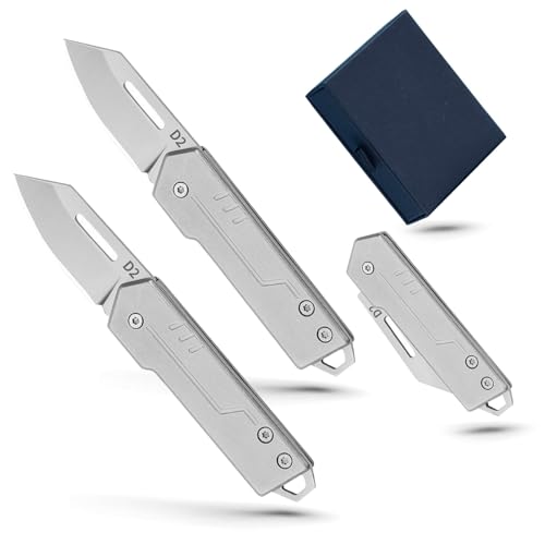 Mini Edelstahl Messer Taschenmesser Klein: 2 Stück Scharf Klappmesser, EDC Messer mit Schlüsselloch und Metallring, Schlüsselanhänger Klappmesser für Camping, Wandern, Survival und Outdoor Mini Edelstahl Messer Taschenmesser Klein: 2 Stück Scharf Klappmesser, EDC Messer mit Schlüsselloch und Metallring, Schlüsselanhänger Klappmesser für Camping, Wandern, Survival und Outdoor von KATIMI