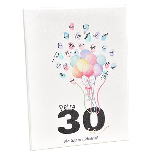 KATINGA Leinwand für Fingerabdrücke als Gästebuch - Geschenk zum runden Geburtstag (30) von KATINGA