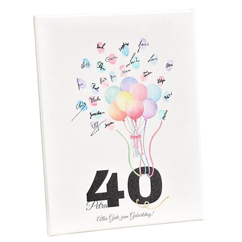 KATINGA Leinwand für Fingerabdrücke als Gästebuch - Geschenk zum runden Geburtstag (40) von KATINGA