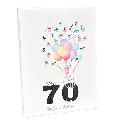 KATINGA Leinwand für Fingerabdrücke als Gästebuch - Geschenk zum runden Geburtstag (70) von KATINGA