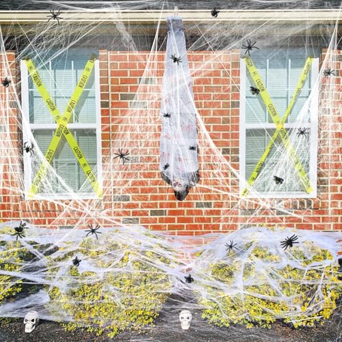 KATISHYRO Halloween Deko Spinnennetz Set,200g Dehnbare Spinnennetze und 40 Künstliche Spinnen,Realistisch Partyzubehör für Outdoor Garten Innen Horror Party Hängende Gruselig Deko KATISHYRO Halloween Deko Spinnennetz Set,200g Dehnbare Spinnennetze und 40 Künstliche Spinnen,Realistisch Partyzubehör für Outdoor Garten Innen Horror Party Hängende Gruselig Deko von KATISHYRO
