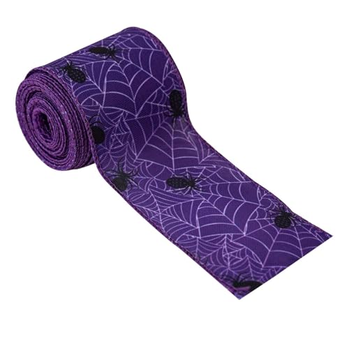 KATITFENXK 1Rollen Halloween Ripsband 455x6.3CM Satinband, Geschenkband, DIY-Schleifenband Bänder Zierband Dekoband für Geschenkverpackung Kürbis Geist (455x6.3CM,Lila) von KATITFENXK