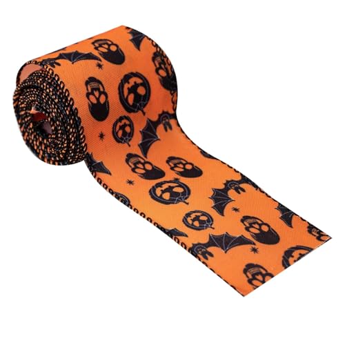 KATITFENXK 1Rollen Halloween Ripsband 455x6.3CM Satinband, Geschenkband, DIY-Schleifenband Bänder Zierband Dekoband für Geschenkverpackung Kürbis Geist (455x6.3CM,Orange) von KATITFENXK
