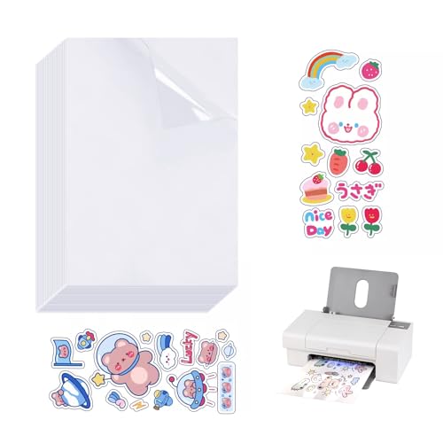 KATLINNA 30 Stück Sticker Papier zum Bedrucken A4 Selbstklebende Folie Druckerpapier Transparent Inkjet Vinyl Aufkleber Bedruckbare Klebefolie Wasserfest für Tintenstrahldrucker und Laserdrucker KATLINNA 30 Stück Sticker Papier zum Bedrucken A4 Selbstklebende Folie Druckerpapier Transparent Inkjet Vinyl Aufkleber Bedruckbare Klebefolie Wasserfest für Tintenstrahldrucker und Laserdrucker von KATLINNA
