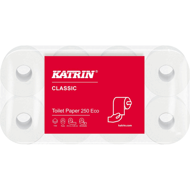 KATRIN Toilettenpapier Classic Eco - 3-lagig weiß 8 Rollen à 250 Blatt von KATRIN