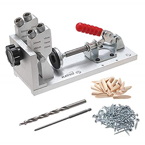 KATSU Pocket Hole Jig Kit, Aluminium Pocket Hole Jig Dübelbohrer Tischlerei Set, Tragbares Holzbearbeitungs Bohrführungs Positionierlocher Lokator Werkzeug,mit Bohrern und Schrauben 105418 KATSU Pocket Hole Jig Kit, Aluminium Pocket Hole Jig Dübelbohrer Tischlerei Set, Tragbares Holzbearbeitungs Bohrführungs Positionierlocher Lokator Werkzeug,mit Bohrern und Schrauben 105418 von KATSU Tools
