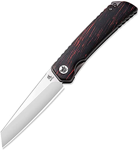 KATSU Klappmesser Taschenmesser G10-Grif, Einhandmesser Survival Outdoor Messer mit D2-Stahlklinge ​Lederscheide, Rettungsmesser EDC-Messer für Wandern, Camping, Notfälle von KATSU