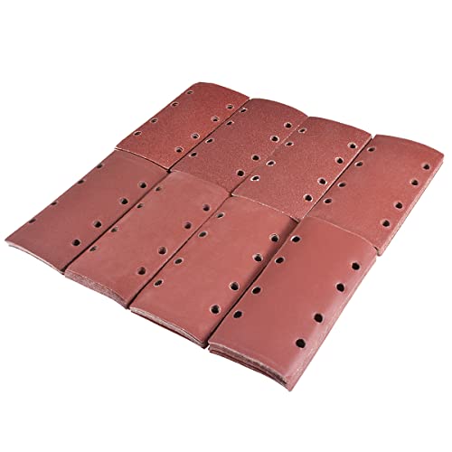 KATUR 40 Stück Schleifblatt 93 x 185 mm Klett-Schleifpapier Sortiert 40/60/80/120/180/240/320/400 Körnung, 8 Löcher Rechteckiges Schleifpapier passend für Bosh Sheet Exzenterschleifer Multi-Sander von KATUR