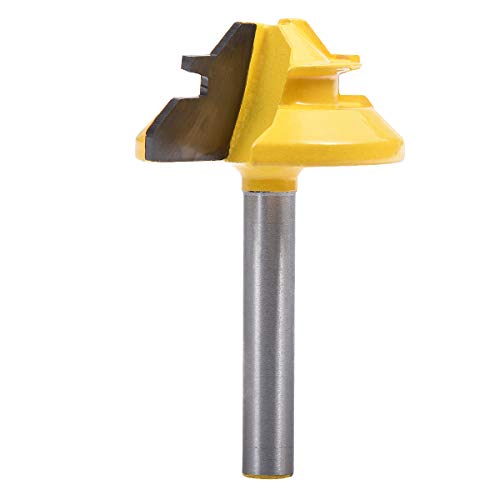 KATUR 45-Grad-Lock-Gehrungsfräser, gemeinsamer Fräser mit 1/4 Zoll Schaft für dickes Holzfräserwerkzeug und Fenstereinsätze (1/4" Schaft 1-3/8" Breite) von KATUR