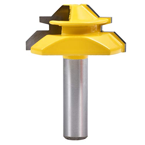 KATUR 45-Grad-Schloss Gehrungsfräser, Schaftverbindungsfräser mit 8-mm-Schaft für dickes Holzfräserwerkzeug und Fensterfräser (8-mm-Schaft, 1-3/8"Breite) von KATUR