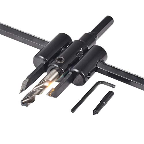 KATUR Einstellbare Lochsäge Kreis Lochschneider Bohrer Kit 30mm bis 200mm, Heavy Duty Holz Trockenbau Bohrer Säge rund schneiden, Holzbearbeitung Twist Hole DIY Tools von KATUR