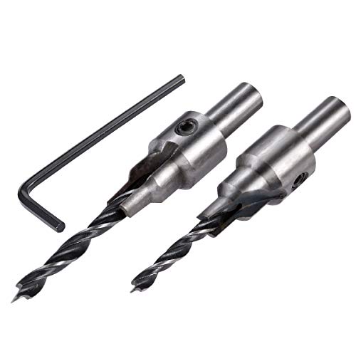KATUR Kegelbohrer und Kegelsenkerbohrer, Schrauben-Pilotloch mit dreispitzigem Kegelbohrer, Tischlerei, Reibahle, Holzbohrer, Holzbearbeitung, Fasenzähler-Bit, 4 mm/5 mm, 2 Stück KATUR Kegelbohrer und Kegelsenkerbohrer, Schrauben-Pilotloch mit dreispitzigem Kegelbohrer, Tischlerei, Reibahle, Holzbohrer, Holzbearbeitung, Fasenzähler-Bit, 4 mm/5 mm, 2 Stück von KATUR