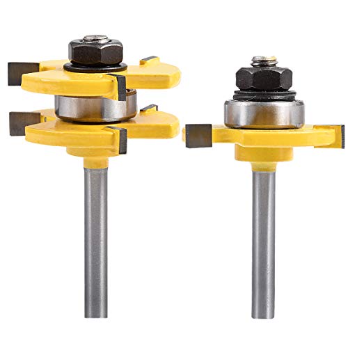 KATUR Nut- und Federfräser-Set, 1/4 Zoll Schaft-Nutfräser, Holzfräser, neue Holzbearbeitungswerkzeuge, 3 Zähne T-Form (1/4 Zoll Schaft, 1/4 Zoll Zahnbreite, 1/4 Zoll Zahntiefe) ) von KATUR