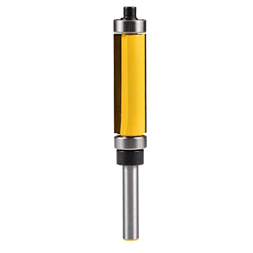 KATUR-Ober- und Unterlager-Bündigfräser, Holzbearbeitung-Fräser mit 1/4 Zoll Schaft und 38mm Schnittlänge (gelb, 1/4" Schaft, 38mm Tiefe) von KATUR