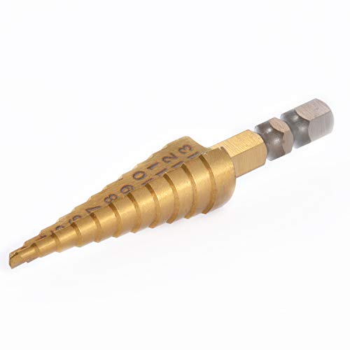 KATUR Stufenbohrer, großer Titan-HSS-Stufenbohrer, Lochschneider-Set, Sechskant-Schaft, geriffelte Kante, Stufenbohrer, 11 Größen, 3–13 mm KATUR Stufenbohrer, großer Titan-HSS-Stufenbohrer, Lochschneider-Set, Sechskant-Schaft, geriffelte Kante, Stufenbohrer, 11 Größen, 3–13 mm von KATUR