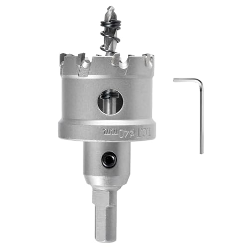 KATUR TCT Lochsäge Hartmetall-Bohrer 40mm, Wolframkarbid bestückter Lochbohrer, Hochleistungs-Industrie-Lochbohrer für Edelstahl, Metall, Eisen, Legierung, Kupfer, Holz, Kunststoffe von KATUR