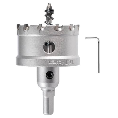 KATUR TCT Lochsäge Hartmetall-Bohrer 55mm, Wolframkarbid bestückter Lochbohrer, Hochleistungs-Industrie-Lochbohrer für Edelstahl, Metall, Eisen, Legierung, Kupfer, Holz, Kunststoffe von KATUR