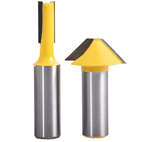 KATUR V Kerb- und Geradfräser-Satz, Fenstergitter Muntin/Mullion Cutter Fräser-Satz, 2 Stück 1/2 Zoll Schaft Holzbearbeitung Fräser-Fräser (1/2" Schaft) von KATUR