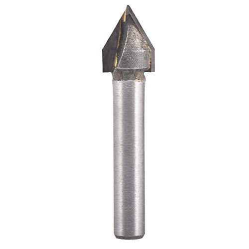 KATUR V Nutfräser, Hartmetallbestückt V-Form Fräser für CNC Gravur, Schaftfräser Holzbearbeitungswerkzeug mit 6mm Schaft (6mm Schaft, 10mm Breite, 60 Grad) von KATUR