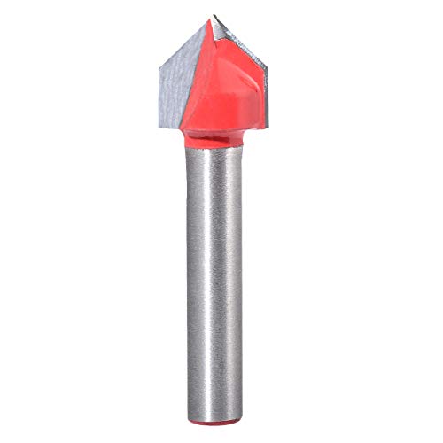 KATUR V Nutfräser, Hartmetallbestückt V-Form-Fräser für CNC-Gravur, Schaftfräser Holzbearbeitungswerkzeug mit 6mm Schaft (6mm Schaft, 13mm Breite, 90 Grad) von KATUR